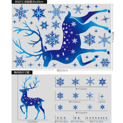 Christmas Decorations Snowflake Sticker Window Decoration Blue Elk Static Electricity Sticker