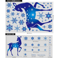 Christmas Decorations Snowflake Sticker Window Decoration Blue Elk Static Electricity Sticker