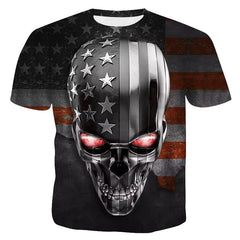 Men's Halloween Summer Slim-fit Skeleton Printing Short Sleeve Stylish T Shirt