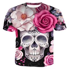 Men's Halloween Summer Slim-fit Skeleton Printing Short Sleeve Stylish T Shirt