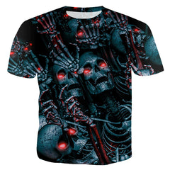 Men's Halloween Summer Slim-fit Skeleton Printing Short Sleeve Stylish T Shirt