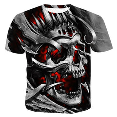 Men's Halloween Summer Slim-fit Skeleton Printing Short Sleeve Stylish T Shirt