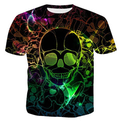 Halloween Men's Summer Skeleton Skeleton Printing à manches courtes T-shirt élégant