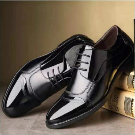 Men's Shoes Formal Dress Shoes Patent Pointed-toe British Style Spliced Business Casual Gentleman Pumps