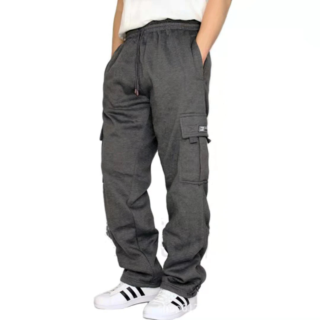 Loose Sports Loosening Color Trousers Trousers Waist Pocket Men's Solid Rope Women's Casual Pants on Casual Pants Dark Gray