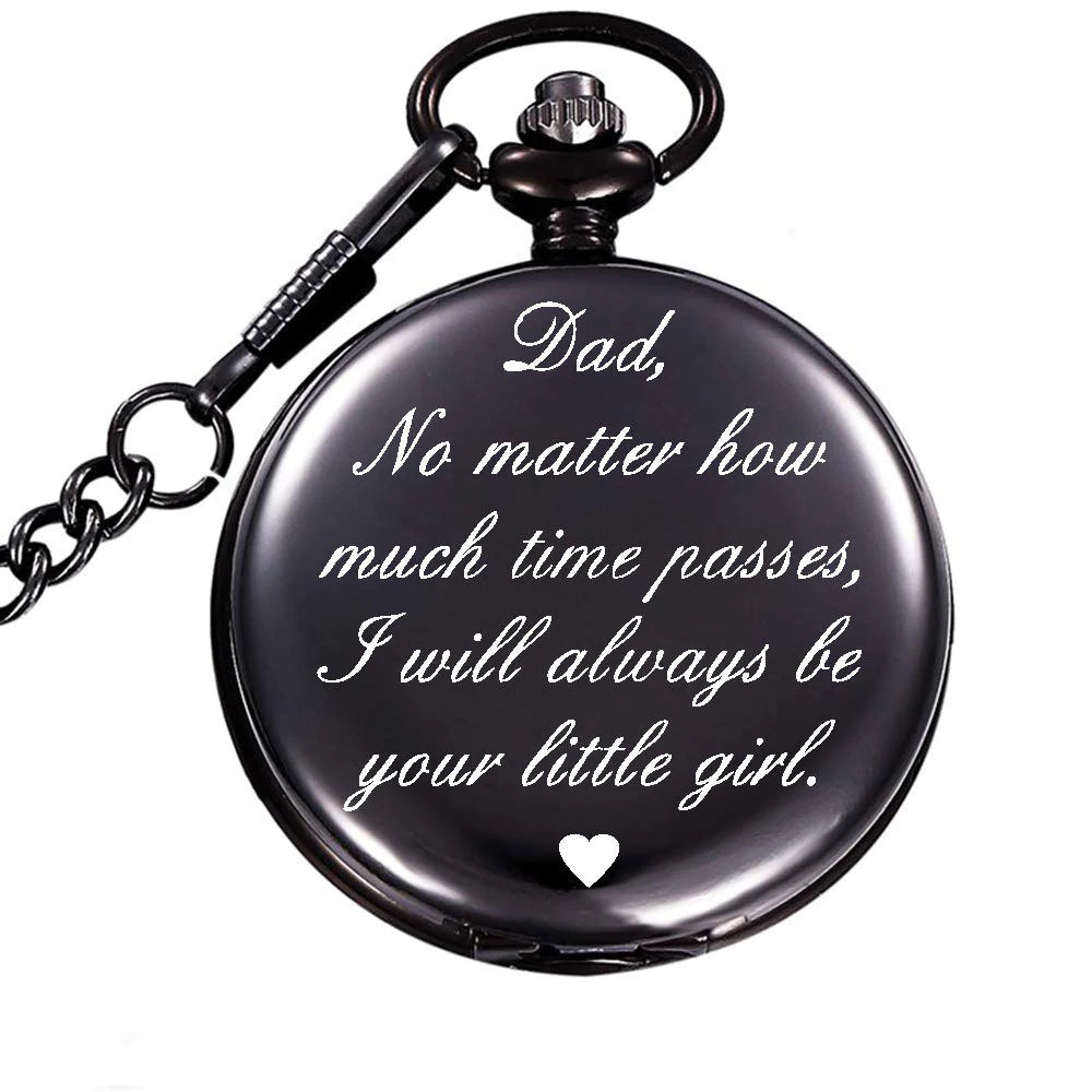 Anniversary Valentines Personalized Gift Engraved Pocket Watch with Chain for Men Husband Boyfriend on Valentines, Christmas, Birthday, Happy Wedding