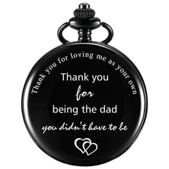 Anniversary Valentines Personalized Gift Engraved Pocket Watch with Chain for Men Husband Boyfriend on Valentines, Christmas, Birthday, Happy Wedding