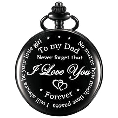 Anniversary Valentines Personalized Gift Engraved Pocket Watch with Chain for Men Husband Boyfriend on Valentines, Christmas, Birthday, Happy Wedding