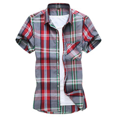 Men's Classic Fit Red Button-Down Collar Short Sleeve Shirt