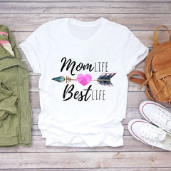 Plus Size Mom Short Sleeve White Family T-Shirt Women's Short Sleeve One Piece