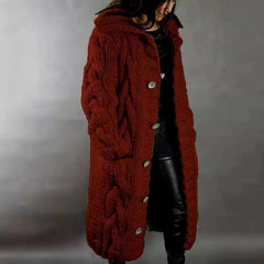 Women's Hooded Collar Long Sweater Cardigan