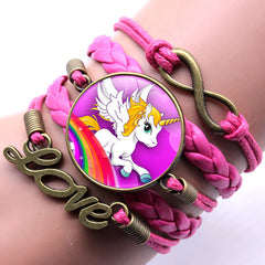 Adorable dibujos animados de unicornio Gema Gema tejido tejido Flying Horse Pulsera Unicornio Amor Infinito