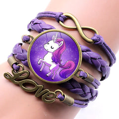 Adorable Cartoon Unicorn Time Gem Woven Bracelet Flying Horse Unicorn Bracelet Infinite Love