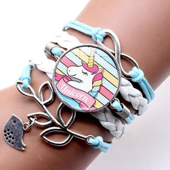 Adorable dibujos animados de unicornio Gema Gema tejido tejido Flying Horse Pulsera Unicornio Amor Infinito