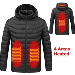 Solid Color Cotton Coat Smart Thermostat Winter Men Warm USB Heating Jackets Hooded Heated Clothing Waterproof Warm Jackets