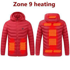 Solid Color Cotton Coat Smart Thermostat Winter Men Warm USB Heating Jackets Hooded Heated Clothing Waterproof Warm Jackets