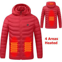 Solid Color Cotton Coat Smart Thermostat Winter Men Warm USB Heating Jackets Hooded Heated Clothing Waterproof Warm Jackets