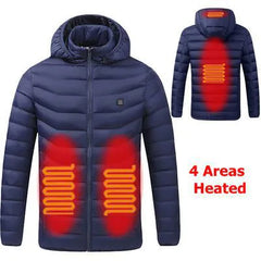 Solid Color Cotton Coat Smart Thermostat Winter Men Warm USB Heating Jackets Hooded Heated Clothing Waterproof Warm Jackets