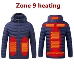 Solid Color Cotton Coat Smart Thermostat Winter Men Warm USB Heating Jackets Hooded Heated Clothing Waterproof Warm Jackets