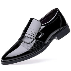 Men's Low-Cut Patent Leather Shoes British Bright Surface Single Shoes Large Size Men's Formal Casual Leather Shoes