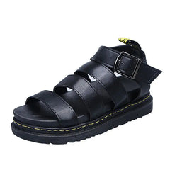 Summer Streetwear Martens Zapatos Mujeres Sandalias de plataforma Mujeres de cuero suave de cuero informal