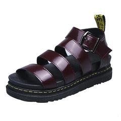 Summer streetwear martens scarpe da donna piattaforma sandali donne morbide in pelle casual di punta aperta spicchi di fondo fitto da donna scarpe da donna