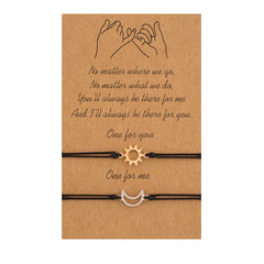 2pcs Unisex Moon Sun Style Sun Pareja Atentable Accesorios de regalos de amigos, pulseras para mujeres, adolescentes, regalo.