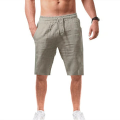 Short di lino per maschi casual classico in forma da 11 pollici in giro elastico pantaloncini da allenamento per la spiaggia da bagno in spiaggia pantaloncini da nuoto in spiaggia