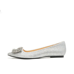 Rhinestone Pearl Punte Punte Plact Shot Flat Show da donna con paillettes di cristalli a bocca bassa