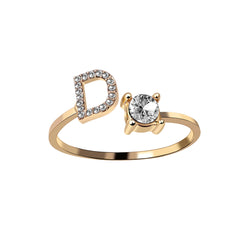 Anneaux pour les femmes A-Z 26 lettres Initial Name Modeling Exquis Ring Adjustable Ring comme cadeaux de vacances pour la mode petite amie