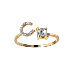 Anneaux pour les femmes A-Z 26 lettres Initial Name Modeling Exquis Ring Adjustable Ring comme cadeaux de vacances pour la mode petite amie