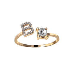 Anneaux pour les femmes A-Z 26 lettres Initial Name Modeling Exquis Ring Adjustable Ring comme cadeaux de vacances pour la mode petite amie