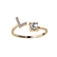 Anneaux pour les femmes A-Z 26 lettres Initial Name Modeling Exquis Ring Adjustable Ring comme cadeaux de vacances pour la mode petite amie