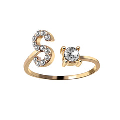 Anneaux pour les femmes A-Z 26 lettres Initial Name Modeling Exquis Ring Adjustable Ring comme cadeaux de vacances pour la mode petite amie