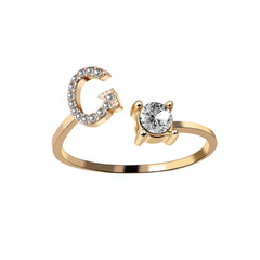 Anneaux pour les femmes A-Z 26 lettres Initial Name Modeling Exquis Ring Adjustable Ring comme cadeaux de vacances pour la mode petite amie