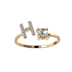 Anneaux pour les femmes A-Z 26 lettres Initial Name Modeling Exquis Ring Adjustable Ring comme cadeaux de vacances pour la mode petite amie