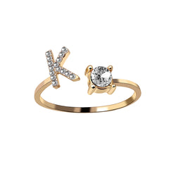 Anneaux pour les femmes A-Z 26 lettres Initial Name Modeling Exquis Ring Adjustable Ring comme cadeaux de vacances pour la mode petite amie