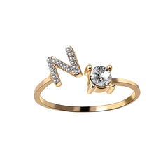 Anillos para mujeres A-Z 26 letras Nombre inicial Modelado Anillo ajustable exquisito como regalos navideños para la moda de la amiga