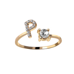 Anneaux pour les femmes A-Z 26 lettres Initial Name Modeling Exquis Ring Adjustable Ring comme cadeaux de vacances pour la mode petite amie