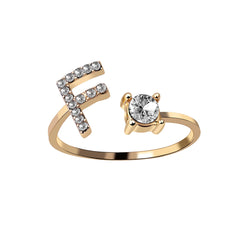 Anneaux pour les femmes A-Z 26 lettres Initial Name Modeling Exquis Ring Adjustable Ring comme cadeaux de vacances pour la mode petite amie