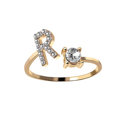 Anneaux pour les femmes A-Z 26 lettres Initial Name Modeling Exquis Ring Adjustable Ring comme cadeaux de vacances pour la mode petite amie