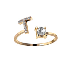 Anneaux pour les femmes A-Z 26 lettres Initial Name Modeling Exquis Ring Adjustable Ring comme cadeaux de vacances pour la mode petite amie