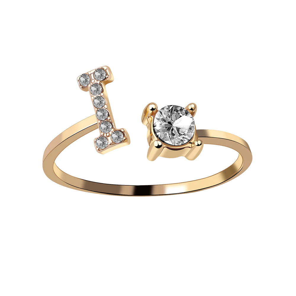 Anneaux pour les femmes A-Z 26 lettres Initial Name Modeling Exquis Ring Adjustable Ring comme cadeaux de vacances pour la mode petite amie