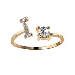 Anillos para mujeres A-Z 26 letras Nombre inicial Modelado Anillo ajustable exquisito como regalos navideños para la moda de la amiga