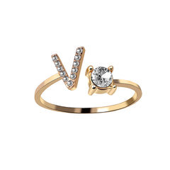 Anneaux pour les femmes A-Z 26 lettres Initial Name Modeling Exquis Ring Adjustable Ring comme cadeaux de vacances pour la mode petite amie