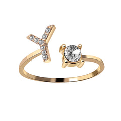 Anneaux pour les femmes A-Z 26 lettres Initial Name Modeling Exquis Ring Adjustable Ring comme cadeaux de vacances pour la mode petite amie