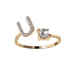 Anneaux pour les femmes A-Z 26 lettres Initial Name Modeling Exquis Ring Adjustable Ring comme cadeaux de vacances pour la mode petite amie