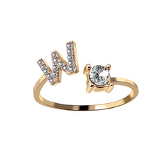 Anneaux pour les femmes A-Z 26 lettres Initial Name Modeling Exquis Ring Adjustable Ring comme cadeaux de vacances pour la mode petite amie