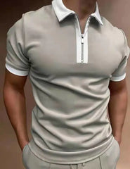 Men's Short Sleeve Polo Shirts Quarter-Zip Casual Daily Fit V Neck Basic Designed Shirts