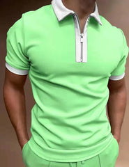 Men's Short Sleeve Polo Shirts Quarter-Zip Casual Daily Fit V Neck Basic Designed Shirts